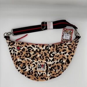 Brighton Leopard Print “Spotted Love” Swing Bag, Black & Brown Print, NWT.